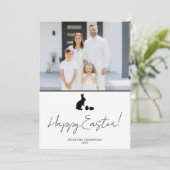 Minimal Bunny In Black And Family Photo Easter カード (スタンド正面)