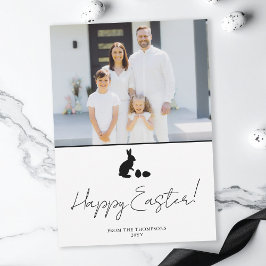 Minimal Bunny In Black And Family Photo Easter カード