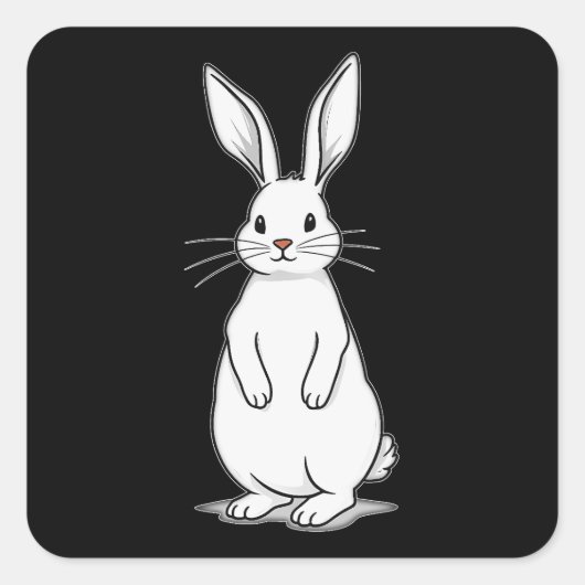 Minimal Bunny Line Art – Easter Design Autocolante スクエアシール (正面)