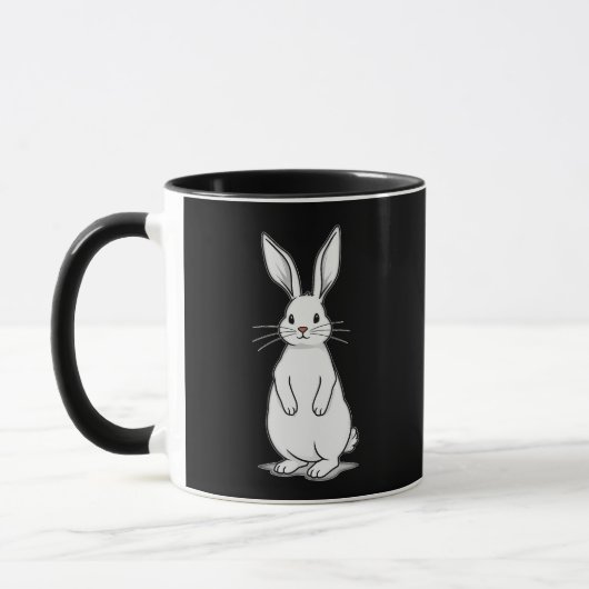 Minimal Bunny Line Art – Easter Design - caneca マグカップ (左)