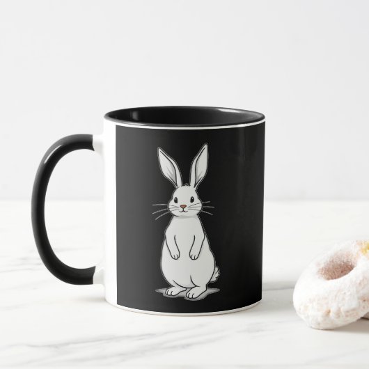 Minimal Bunny Line Art – Easter Design - caneca マグカップ (ドーナツ)