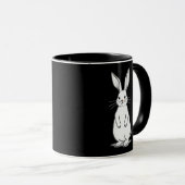 Minimal Bunny Line Art – Easter Design - caneca マグカップ (正面右)