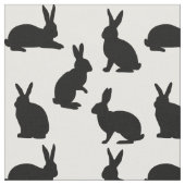 Minimal Bunny Shapes In Black Cute Easter Pattern ファブリック (クローズアップ)