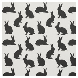 Minimal Bunny Shapes In Black Cute Easter Pattern ファブリック