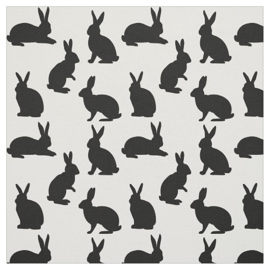 Minimal Bunny Shapes In Black Cute Easter Pattern ファブリック (見本)
