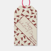 Minimal Burgundy & Cream Hearts Valentine ギフトタグ (正面)