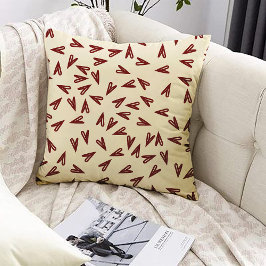 Minimal Burgundy & Cream Hearts Valentine クッション