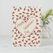 Minimal Burgundy & Cream Hearts Valentine シーズンカード (スタンド正面)