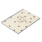 Minimal Burgundy & Cream Hearts Valentine ノートブック (左側)