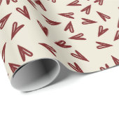 Minimal Burgundy & Cream Hearts Valentine ラッピングペーパー (ロールコーナー)