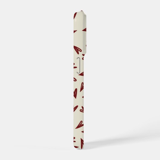Minimal Burgundy & Cream Hearts Valentine iPhoneケース (右側面)