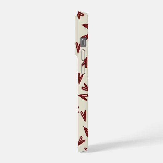 Minimal Burgundy & Cream Hearts Valentine iPhoneケース (左側面)