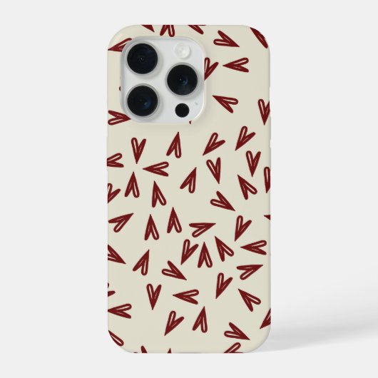 Minimal Burgundy & Cream Hearts Valentine iPhoneケース (裏面)