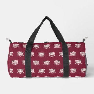 Minimal Burgundy Lotus Floral Yoga Wellness ダッフルバッグ