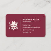 Minimal Burgundy Lotus Floral Yoga Wellness 予約カード (裏面)