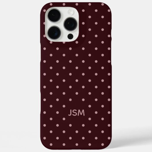 Minimal Burgundy Pink Custom Monogram Polka Dot  Case-Mate iPhoneケース (裏面)