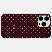 Minimal Burgundy Pink Custom Monogram Polka Dot  Case-Mate iPhoneケース (裏面 (横))