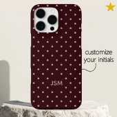Minimal Burgundy Pink Custom Monogram Polka Dot  Case-Mate iPhoneケース