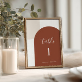 Minimal Burnt Orange Rustic Boho Arch Table Number テーブルナンバー