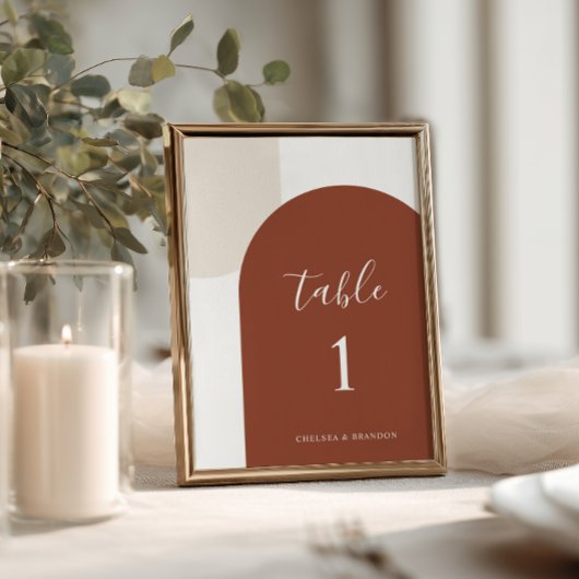 Minimal Burnt Orange Rustic Boho Arch Table Number テーブルナンバー