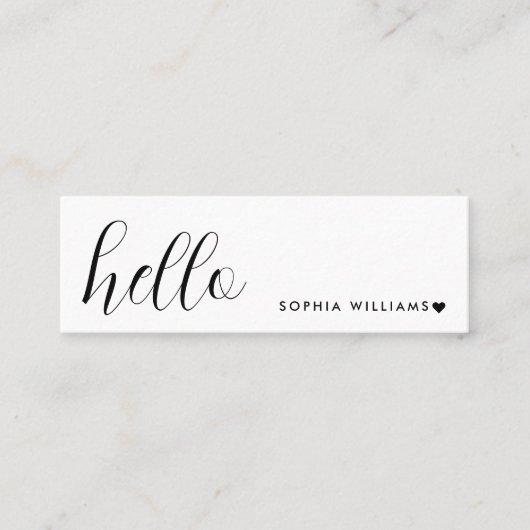 Minimal Business Cards | Simple Hello White Mini スキニー名刺 (正面)