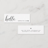 Minimal Business Cards | Simple Hello White Mini スキニー名刺 (正面/裏面)