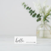 Minimal Business Cards | Simple Hello White Mini スキニー名刺 (スタンド正面)