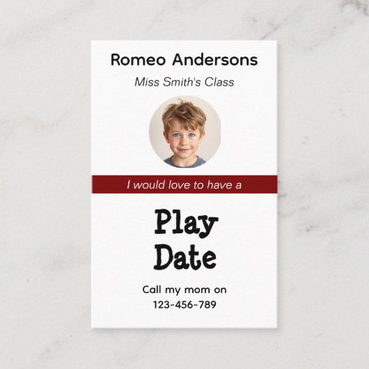 Minimal Business Kid's Playdate Card 名刺 (正面)