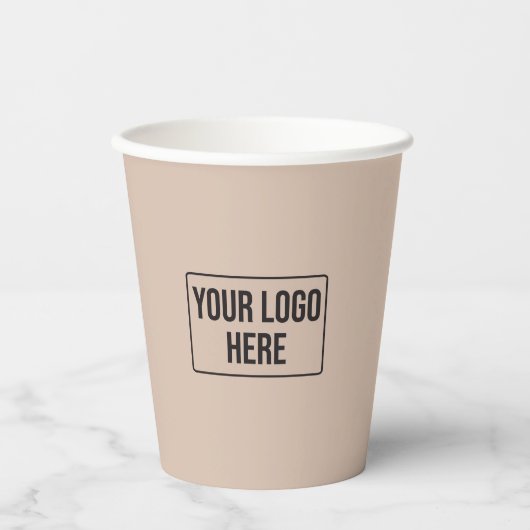 Minimal Business Logo Simple Beige Coffee 紙コップ (正面)
