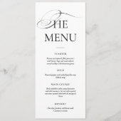 Minimal Calligraphy Black & White | Dinner Wedding メニュー (正面)