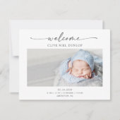 Minimal Calligraphy Boho Birth Announcement Card サンキューカード (正面)