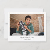 Minimal Calligraphy Hello Baby Announcement Card サンキューカード (裏面)