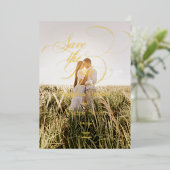 Minimal Calligraphy Save the Date Photo 箔招待状 (立ち正面)