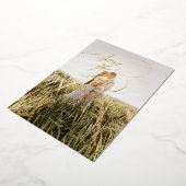 Minimal Calligraphy Save the Date Photo 箔招待状 (回転した状態)