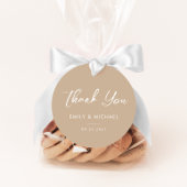 Minimal Calligraphy Taupe Simple Wedding Thank You フェイバータグ
