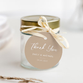 Minimal Calligraphy Taupe Simple Wedding Thank You フェイバータグ