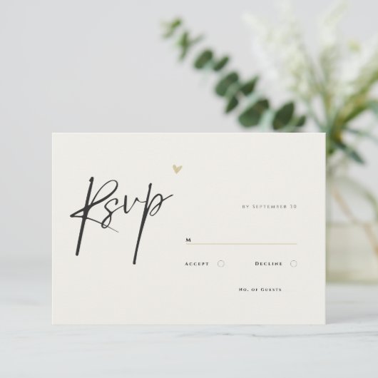 Minimal Calligraphy Typo Wedding  出欠カード (スタンド正面)