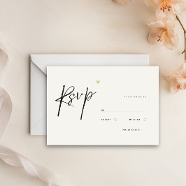 Minimal Calligraphy Typo Wedding  出欠カード