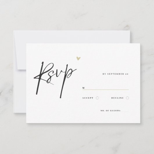 Minimal Calligraphy Typo Wedding 出欠カード (正面)