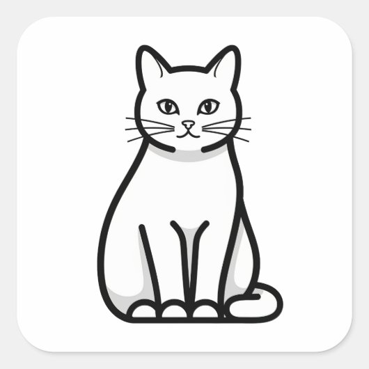 Minimal Calm Cat Illustration スクエアシール (正面)