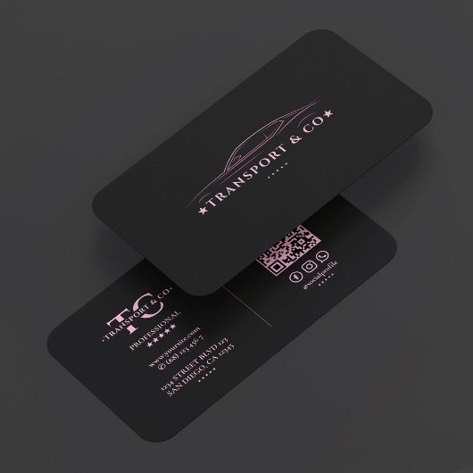 Minimal Car Driver Chauffeur Pink Black Transport 名刺