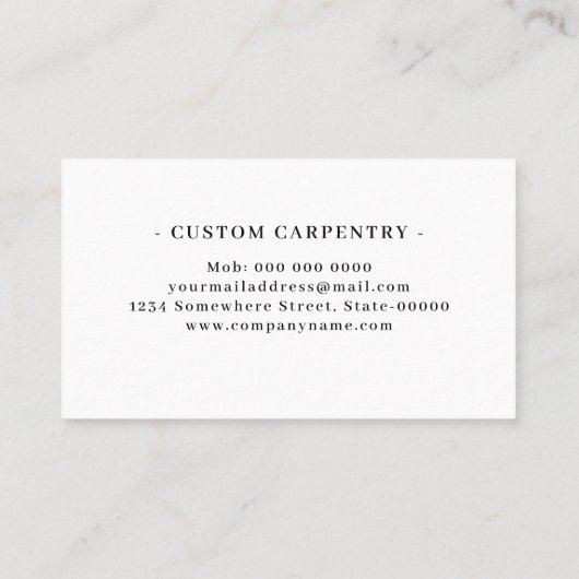 Minimal Carpenter - Modern Carpentry & Contractor 名刺 (裏面)