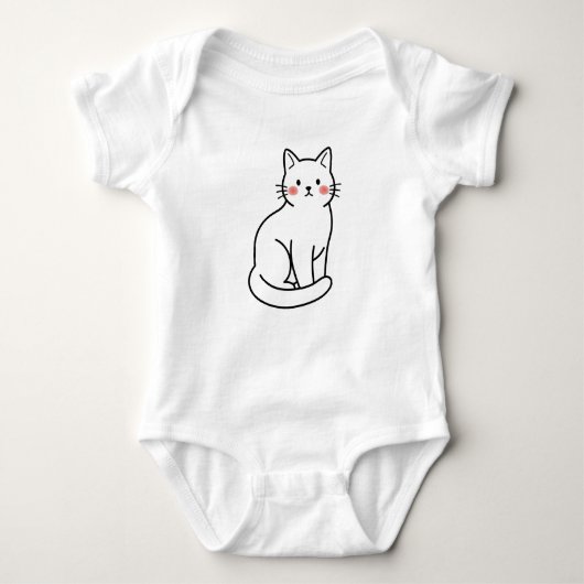 Minimal Cat Baby Bodysuit – Cute Simple Kitty Desi ベビーボディスーツ (正面)