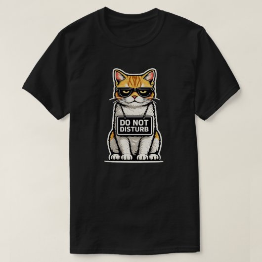Minimal Cat Do Not Disturb Design Tシャツ (デザイン正面)
