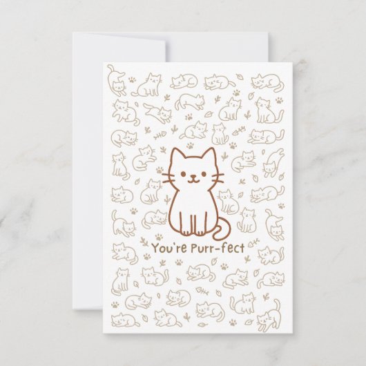 Minimal Cat Doodle Card | Line Drawing サンキューカード (正面)
