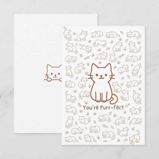 Minimal Cat Doodle Card | Line Drawing サンキューカード (正面/裏面)
