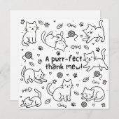 Minimal Cat Doodle Thank You Card (正面/裏面)