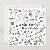 Minimal Cat Doodle Thank You Card (正面)