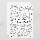 Minimal Cat Doodle Thank You Card サンキューカード (正面/裏面)