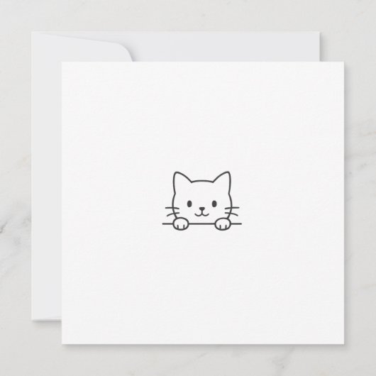 Minimal Cat Doodle Thinking of You Card カード (裏面)
